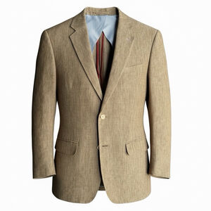 Thomas Pink Single Breast 100% Linen Sport Jacket Blazer Mens 42 R Camel Tan